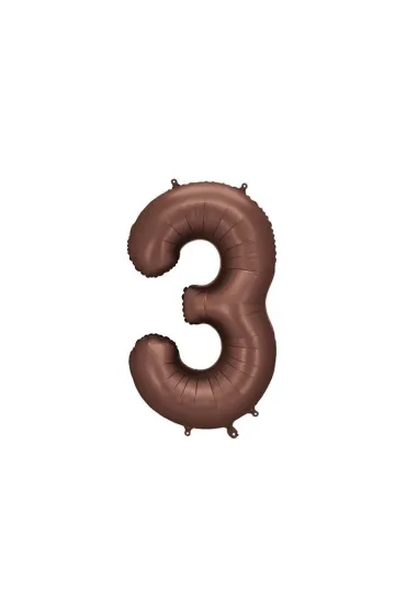 PartyDeco Balon foliowy cyfra 3 mocca 86cm