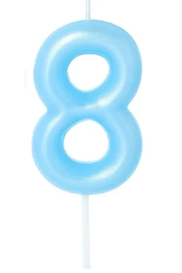 �wieczka na tort - cyferka Candy 8 niebieska 6cm