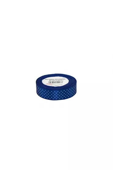 Wst��ka satynowa w kropki niebieska 25 mmx22m