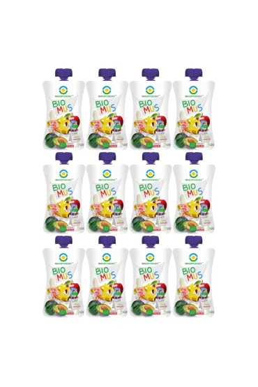 Bio Food Mus �liwkowo-bananowo-jab�kowy zestaw 12 x 90 g Bio