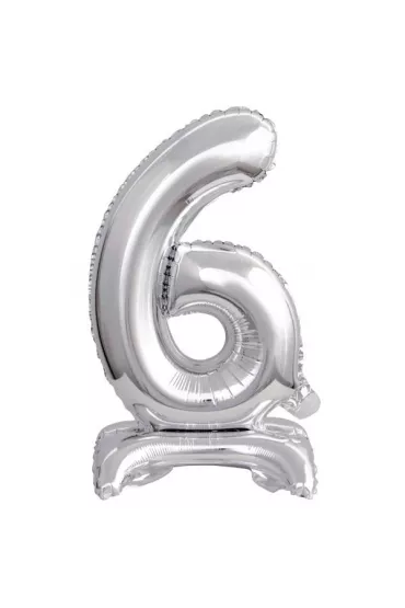Amscan Balon foliowy mini cyfra 6 na stojaku srebrna