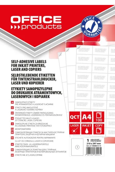 Etykiety Office Products 210x297mm bia�e 100 ark.