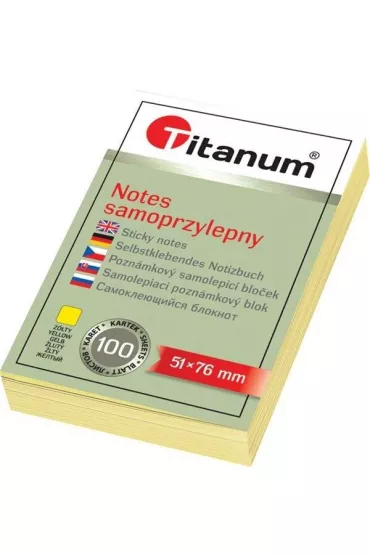 Titanum Notes samoprzylepny ��ty 51x76mm 100 kartek