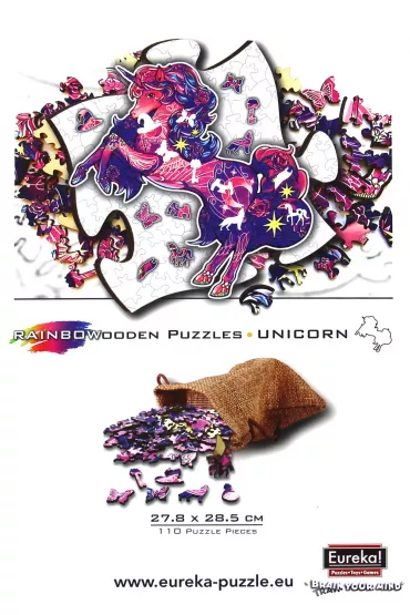 Puzzle drewniane kolorowe 110 el. Jednoro�ec Eureka 3D