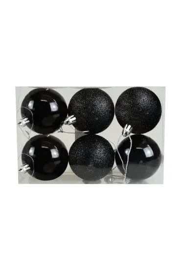 Bombki czarno-brokatowe 6 szt.