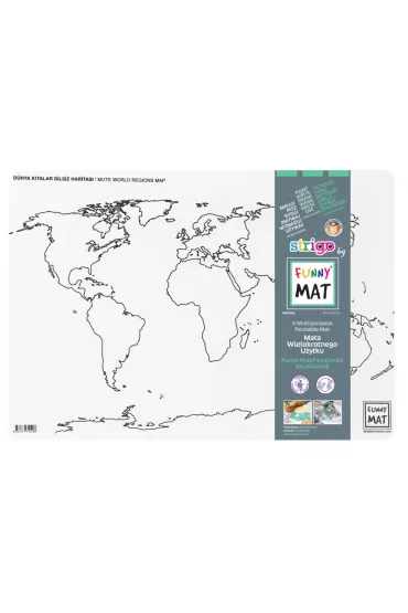Funny Mat White - Mapa �wiata Kontynenty. Mata do kolorowania wielokrotnego u�ytku Strigo