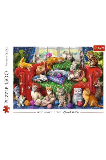 Puzzle 1500 el. Kociaki na sofie Trefl