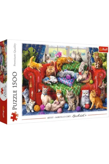 Puzzle 1500 el. Kociaki na sofie Trefl