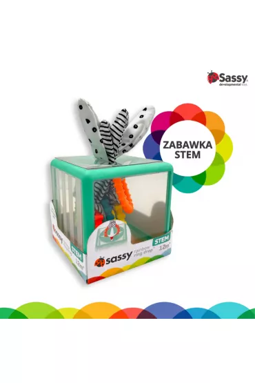 Sassy Manipulacyjna kostka sensoryczna Montessori – elastyczna kostka sorter z kr��kami