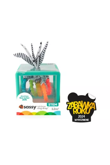 Sassy Manipulacyjna kostka sensoryczna Montessori – elastyczna kostka sorter z kr��kami