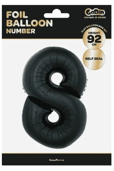 Godan Balon foliowy cyfra 8 czarny 92cm