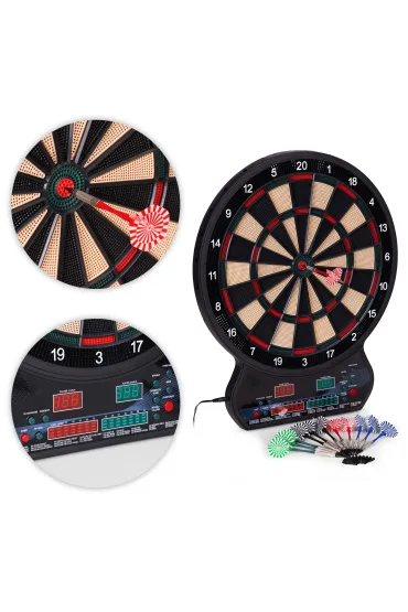 Elektroniczna tarcza do darta gry w rzutki lotki tablica LCD 42 cm 27 gier zestaw 12 rzutek Multistore