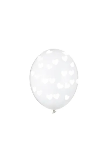PartyDeco Balony Serduszka Crystal Clear 30cm 6 szt