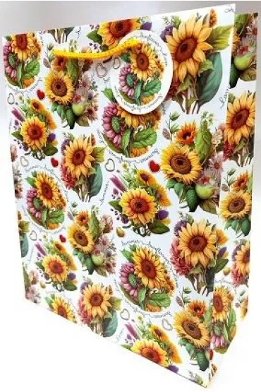 Fresh Torebka ozdobna matowa s�oneczniki 26x32x12cm