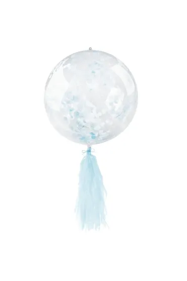 Arpex Balon PCV Prze�roczysty z konfetti z fr�dzlami BLF5740 niebieski
