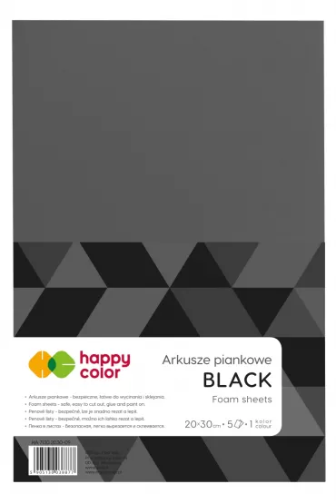 Happy Color Arkusze piankowe czarne A4 5 szt.