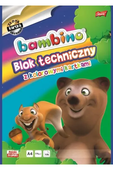 St. Majewski Blok techniczny A4 z kolorowymi kartkami + zota i srebrna zota, srebrna