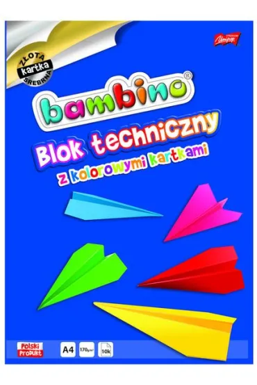 St. Majewski Blok techniczny A4 z kolorowymi kartkami + zota i srebrna zota, srebrna