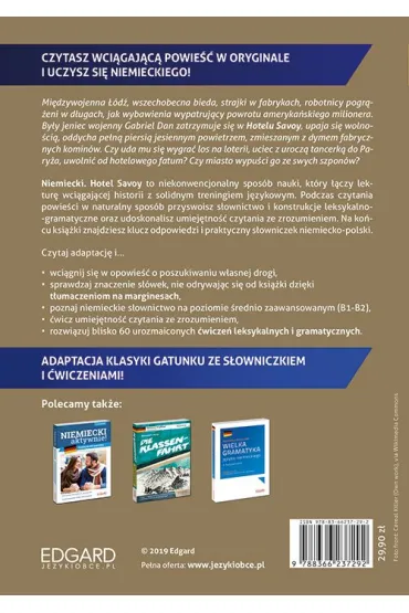 EDGARD. Niemiecki. Hotel Savoy. Adaptacja Klasyki z �wiczeniami. Poziom B1-B2 - Joseph Roth