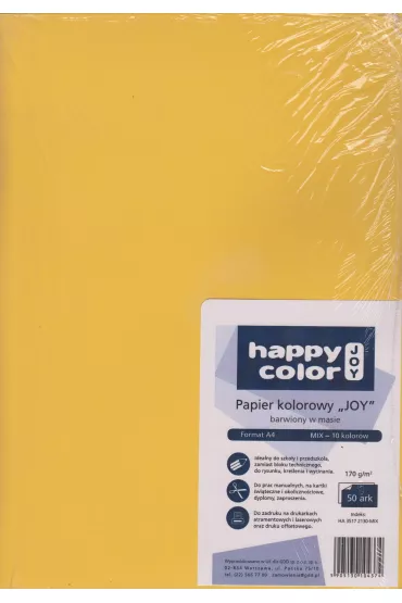 Karton kolorowy 170g A4/50K 10 kolor�w HAPPY COLOR
