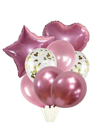 Zestaw balon�w r�owy 8 szt mix PARTY GO