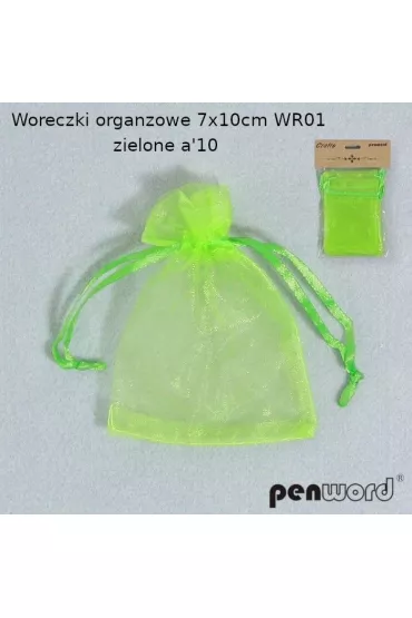 Woreczki organzowe jasnozielone 7x10cm