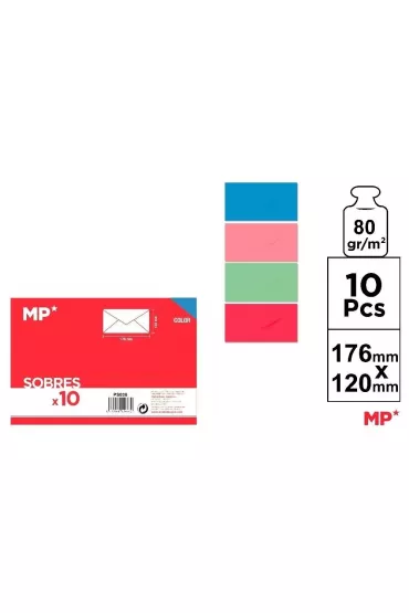 Mp Main Paper Koperta 120x176mm jednokolorowa mix 10 szt