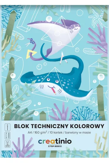 Top-2000 Blok techniczny Creatinio A4 kolorowy 10 kartek