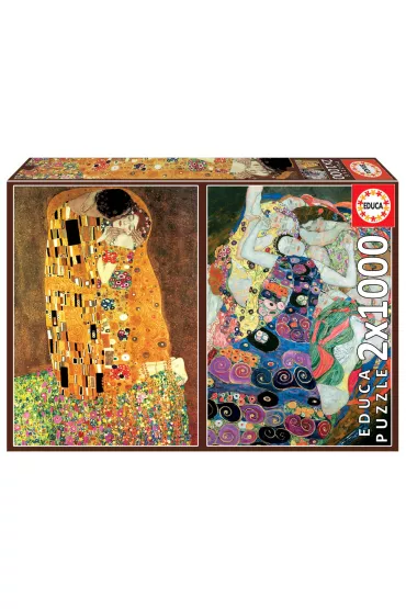 Puzzle 2x1000 el. Poca�unek, Dziewica, Gustav Klimt Educa - Gustav Klimt