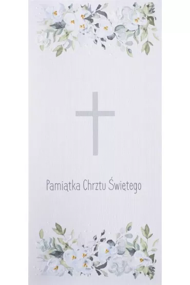 Karnet Chrzest DL C19 - Krzy� kwiaty niebieski