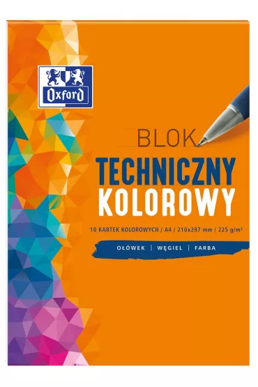 Oxford Blok techniczny A4 kolorowy 10 kartek