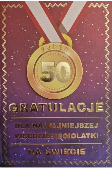 Yeku Karnet Urodziny 50 medal damskie