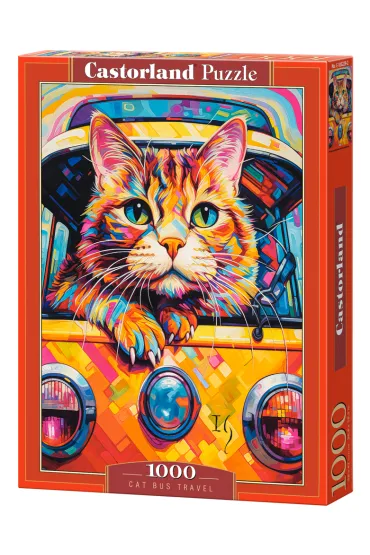 Puzzle 1000 el. Cat Bus Travel Castorland