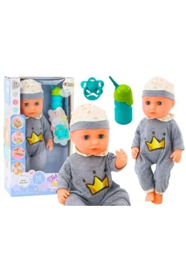 Lalka bobas w siwej pi�amce siusiaj�ca butelka LeanToys
