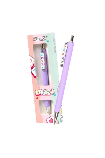 Cresco D�ugopis Block z koralikami HAPPY w etui fioletowy