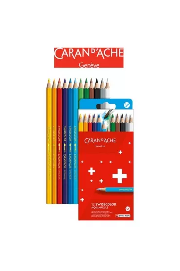 Carandache Kredki o��wkowe akwarelowe Swisscolor w kartonowym pude�ku 12 szt.