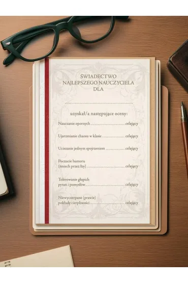 Nadwyraz.com Karnet �wiadectwo najlepszego nauczyciela
