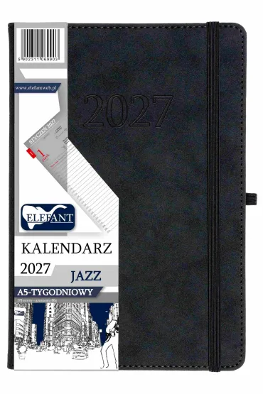 Kalendarz Jazz 2027 A5 tygodniowy grafitowy