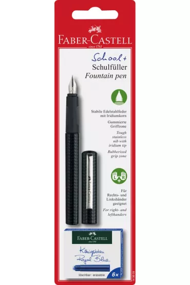 Faber-Castell Pi�ro wieczne szkolne Carbon Look + 6 naboi