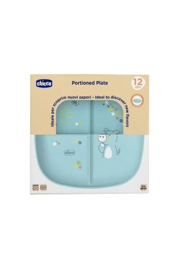 Chicco Talerz 3-dzielny niebieski 12m+