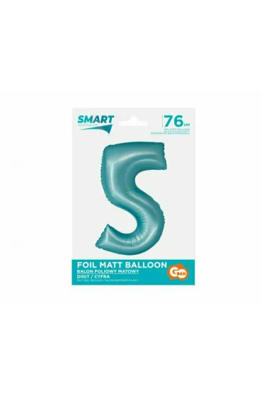 Godan Balon foliowy Smart Cyfra 5 jasna niebieska matowa 76cm
