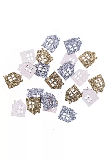 dpCraft Drewniane brokatowe domki 1,7x2,2cm