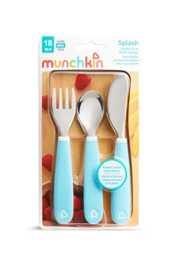 Zestaw stalowych sztu�c�w dla dzieci Munchkin niebieski