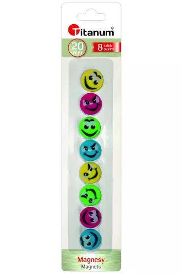 Titanum Magnes okr�g�y bu�ka Smiley 8 szt.