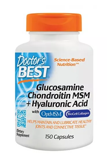 Doctors Best Glukozamina, Chondroityna, MSM i Kwas Hialuronowy Suplement diety 150 kaps.
