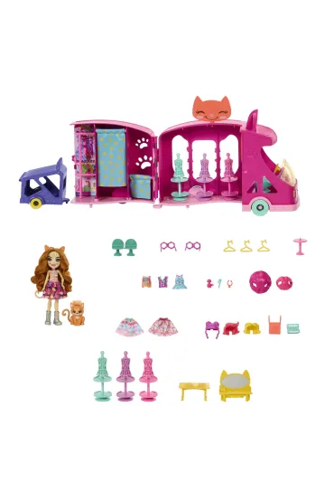 Enchantimals. Mobilne studio mody Zestaw + lalka Kotek HPB34 Mattel