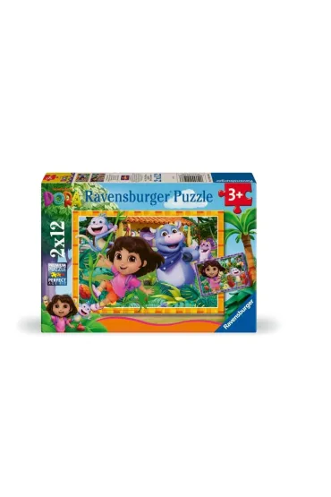 Puzzle dla dzieci 2x12 el. 2D Dora poznaje �wiat Ravensburger
