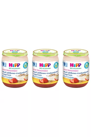 Hipp Moje niadanko Musli jabkowo-truskawkowe z jogurtem po 9. miesicu zestaw 3 x 160 g Bio