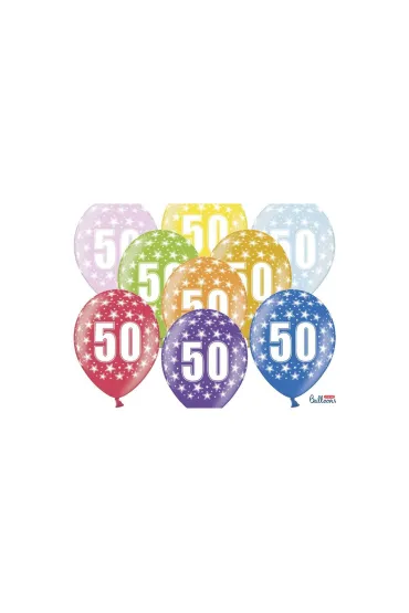 PartyDeco Balony 50th Birthday Metallic Mix 30cm