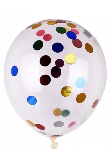 Balon z konfetti 25cm 6 szt mix kolor�w PARTY GO